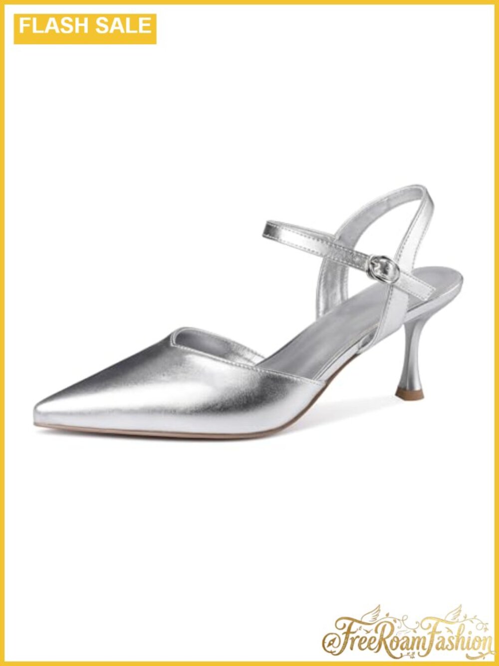 Rhinestone Kitten Heel Slingback Dress Pumps Closed Toe